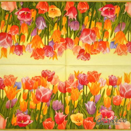 Serwetka do decoupage MAKI łąka tulipanów 33x33cm